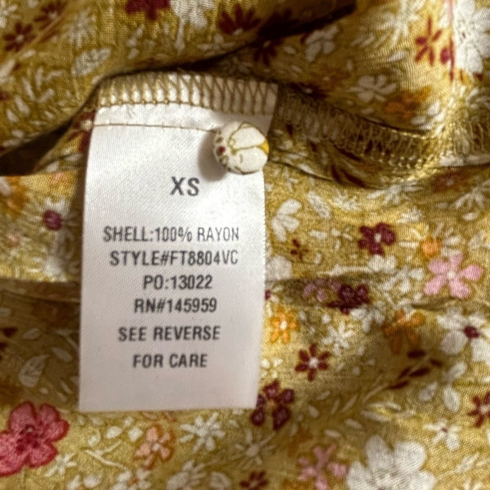 VICI Floral Babydoll Peplum Mustard  Mini floral Yellow Boho Cottagecore Top - Picture 7 of 11